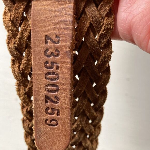 Woven Brown Leather Belt with Beaded Statement Buckle main image 8